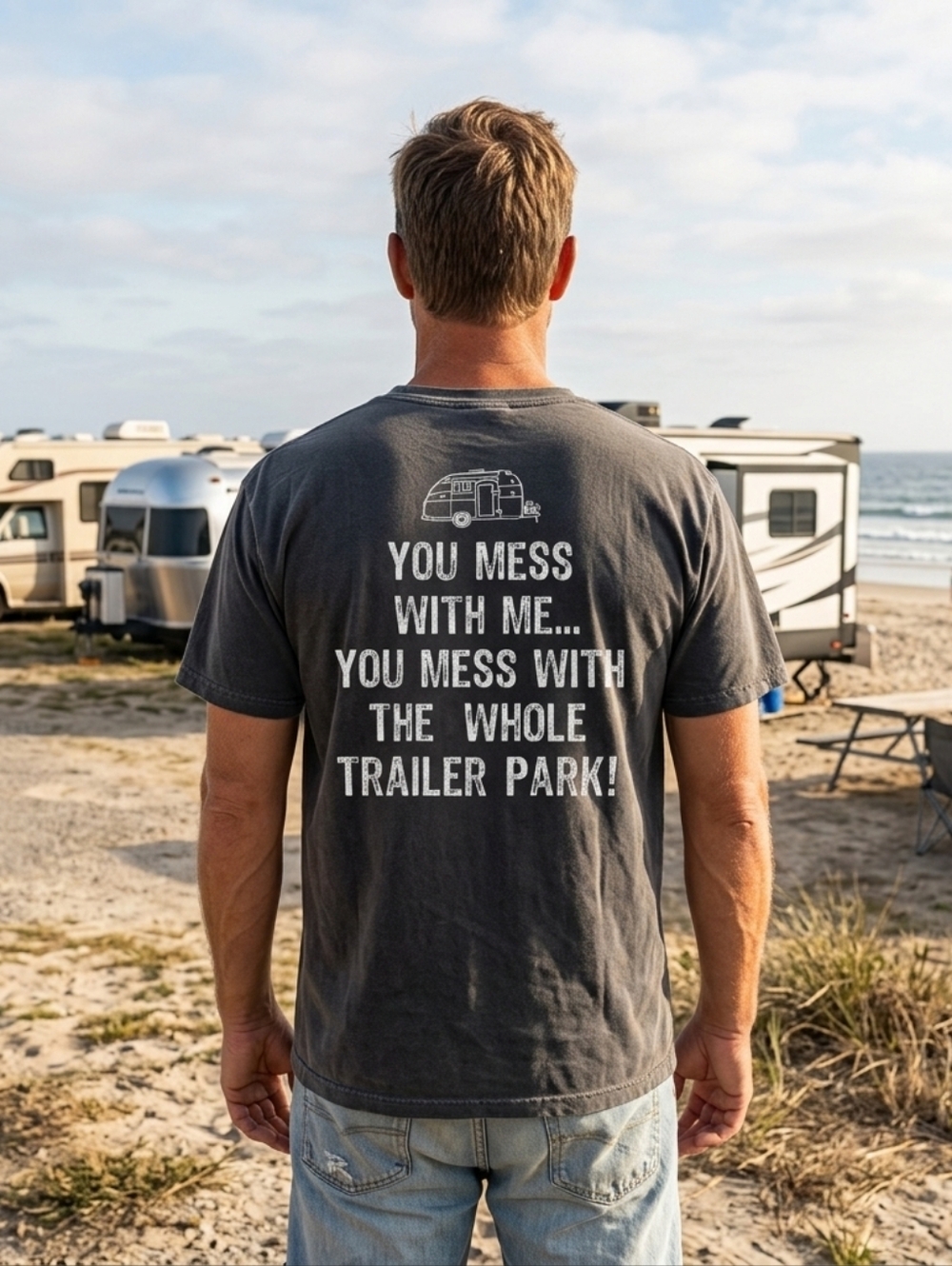 Cedar Key "You Mess With Me You Mess With The Whole Trailer Park" Tee Size Large